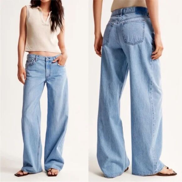 Abercrombie & Fitch Denim - Abercrombie & Fitch Light Blue Wide Leg Jeans- 29 curve love short